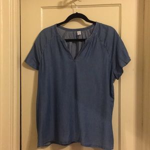 Denim V-neck Shirt